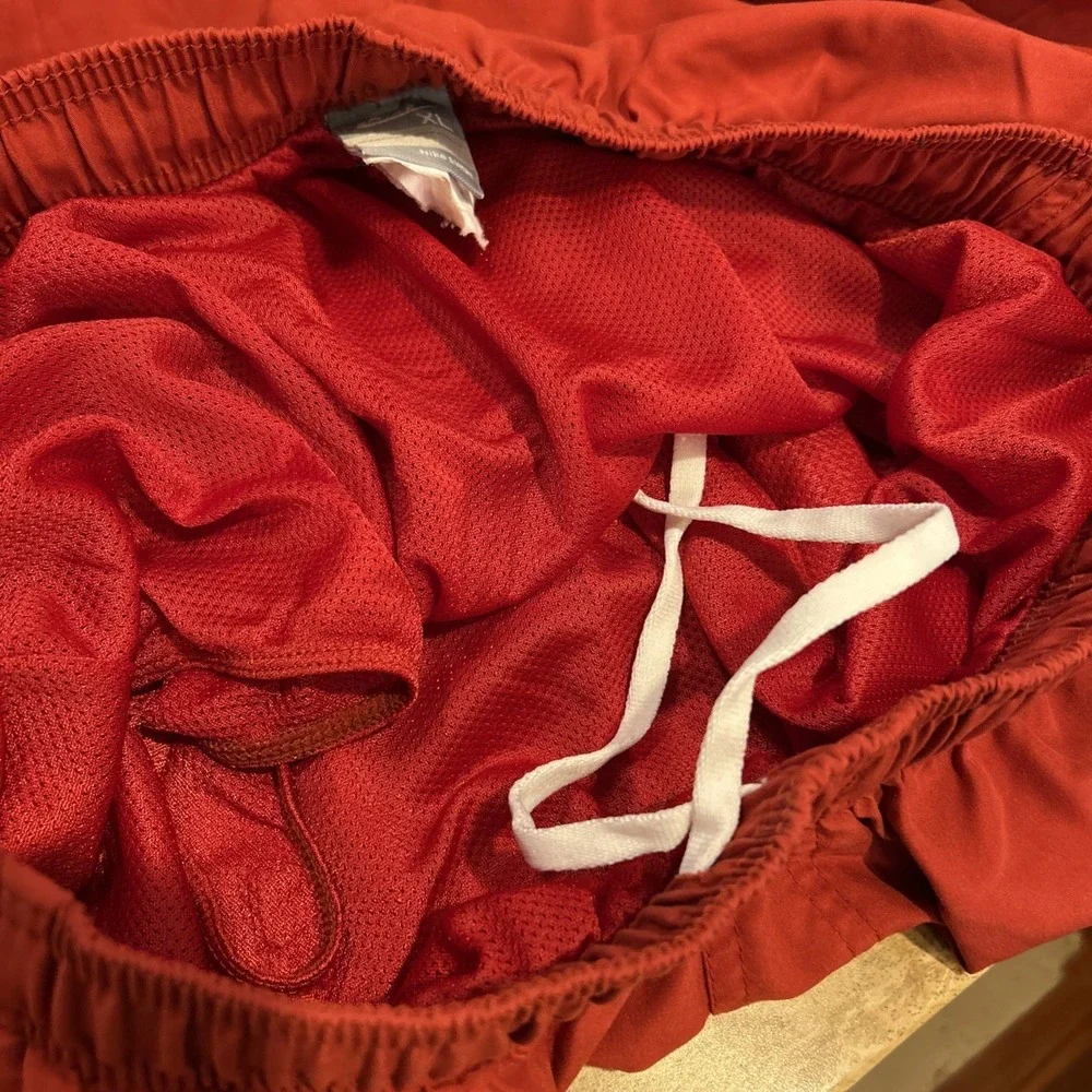 Vintage Nike Swim Shorts Mens XL Red Trunks Lined Drawstring Logo Pockets